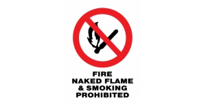 FIRE NAKED FLAME & SMOKING PROHIBITED
