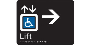 Accessible Lift - Right Arrow manufactured by Bathurst Signs