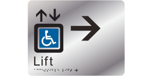 Accessible Lift - Right Arrow manufactured by Bathurst Signs