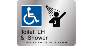 Accessible Toilet LH & Shower manufactured by Bathurst Signs