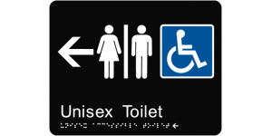 Airlock - Unisex Accessible Toilet - Left Arrow manufactured by Bathurst Signs