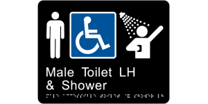Male Accessible Toilet and Shower LH manufactured by Bathurst Signs
