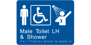 Male Accessible Toilet and Shower LH manufactured by Bathurst Signs