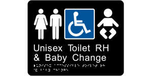 Unisex Accessible Toilet RH & Baby Change manufactured by Bathurst Signs