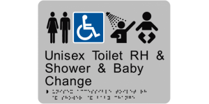 Unisex Toilet RH & Shower & Baby Change manufactured by Bathurst Signs